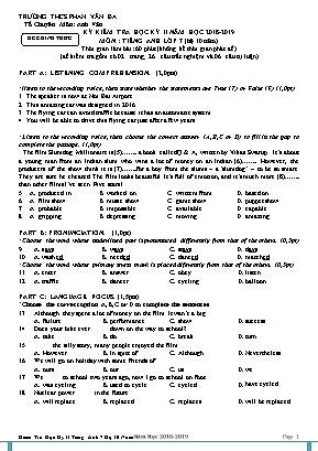 Đề kiểm tra học kỳ II môn Tiếng Anh Lớp 7 (Hệ 10 năm) - Năm học 2018-2019 - Trường THCS Phan Văn Ba